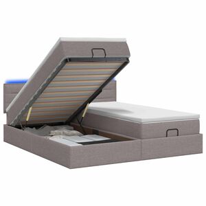vidaXL Lit coffre avec matelas et LED Taupe 180 x 200 cm Tissu