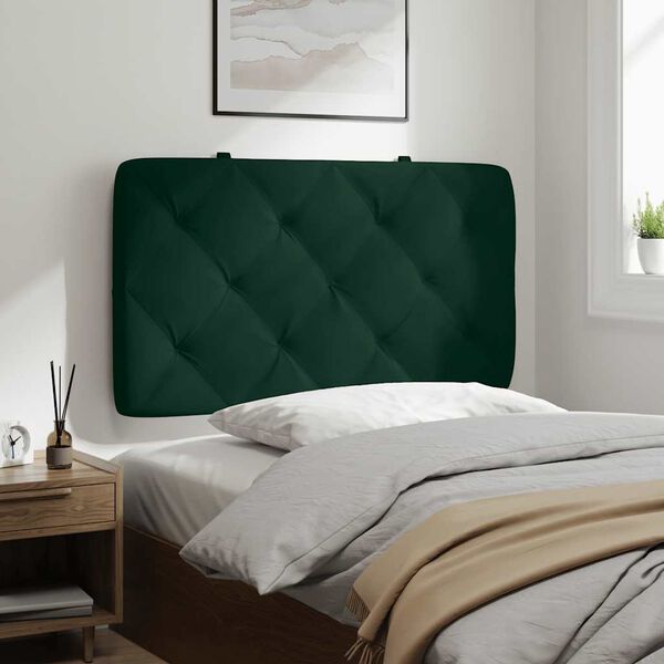 vidaXL Coussin de t&ecirc;te de lit vert fonc&eacute; 80 cm velours