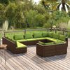 vidaXL Salon de jardin 11 pcs avec coussins marron r&eacute;sine tress&eacute;e