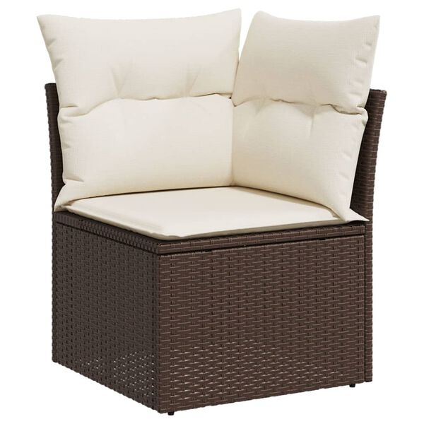 vidaXL Salon de jardin et coussins 11 pcs marron r&eacute;sine tress&eacute;e