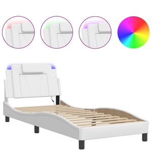 vidaXL Cadre de lit Viana avec LED sans matelas blanc 90x190 cm