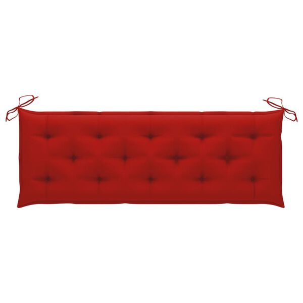 vidaXL Banc de jardin avec coussin rouge 150 cm Bois de teck massif