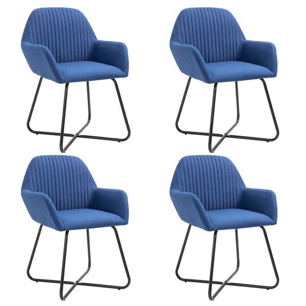vidaXL Chaises &agrave; manger lot de 4 bleu tissu