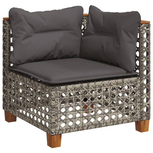 vidaXL Salon de jardin 8 pcs avec coussins gris résine tressée