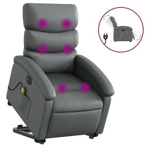 vidaXL Fauteuil inclinable de massage &eacute;lectrique gris similicuir