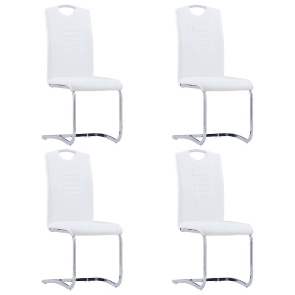 vidaXL Chaises &agrave; manger cantilever lot de 4 blanc similicuir
