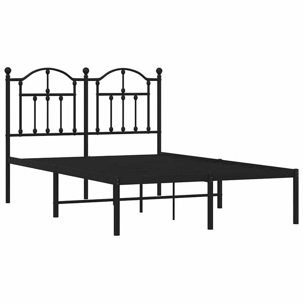 vidaXL Cadre de lit m&eacute;tal sans matelas avec t&ecirc;te de lit noir 120x190cm