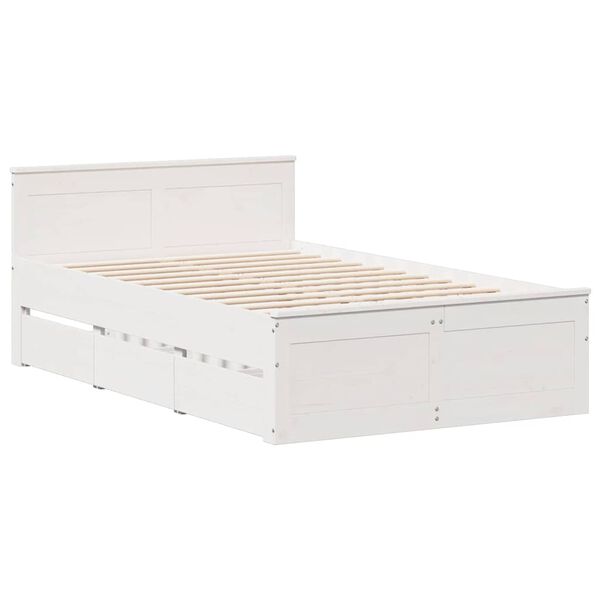 vidaXL Cadre de lit sans matelas avec tête de lit blanc 135x190 cm pin