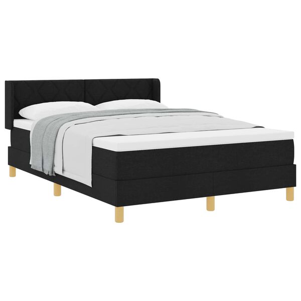 vidaXL Lit &agrave; ressorts avec matelas Noir 200 x 160 cm tissu