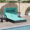 vidaXL Chaise longue double et auvent et coussins noir r&eacute;sine tress&eacute;e