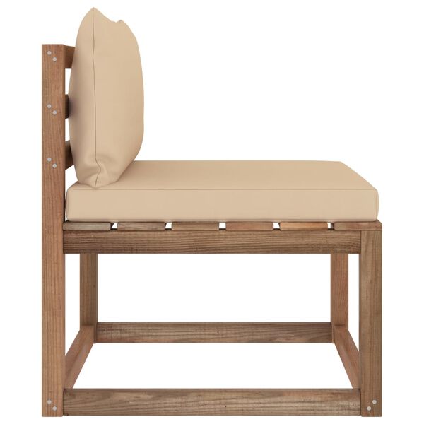 vidaXL Canap&eacute; de milieu palette de jardin avec coussins beige