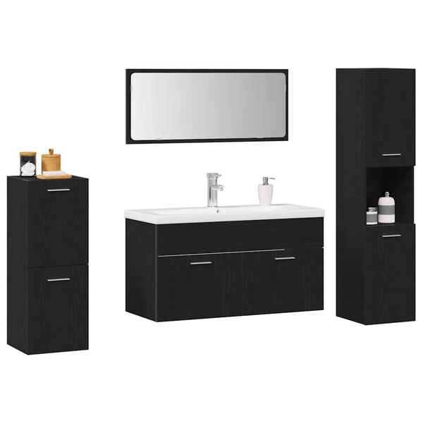 vidaXL Ensemble de mobilier de salle de bain 5 pcs Ch&ecirc;ne noir