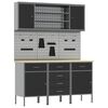 vidaXL Placard de travail 7 pcs Noir Bois d'ing&eacute;nierie et acier