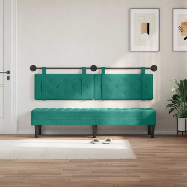 vidaXL T&ecirc;te de lit suspendue Turquoise 170 x 55 x 5 cm Velours