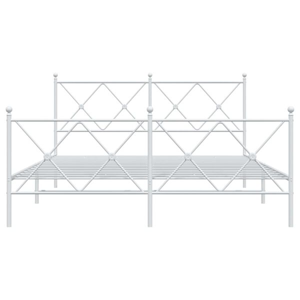 vidaXL Cadre de lit métal sans matelas et pied de lit blanc 150x200 cm