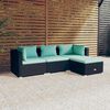 vidaXL Salon de jardin 4 pcs avec coussins R&eacute;sine tress&eacute;e Noir