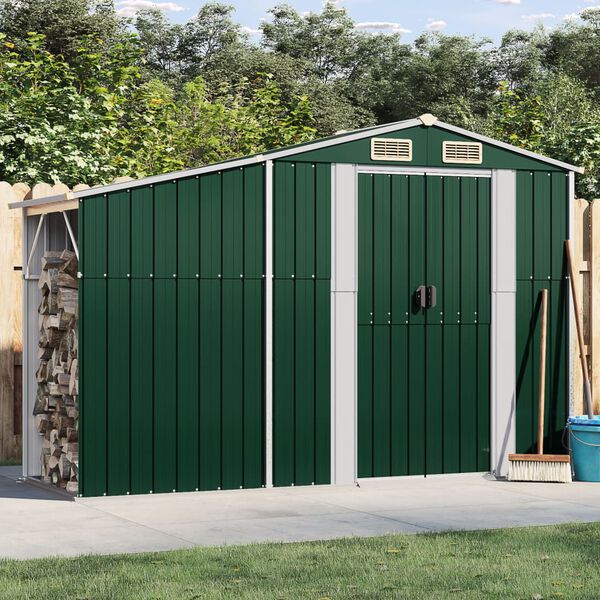vidaXL Abri de jardin vert 277x93x179 cm acier galvanis&eacute;