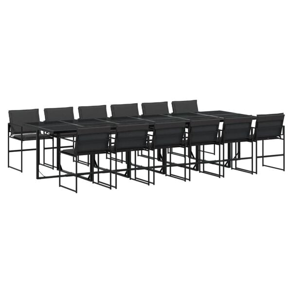 vidaXL Ensemble à manger de jardin avec coussins 13 pcs noir textilène