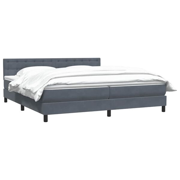 vidaXL Sommier &agrave; lattes de lit et matelas gris fonc&eacute; 200x210cm velours