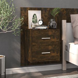vidaXL Table de chevet murale Ch&ecirc;ne fum&eacute;