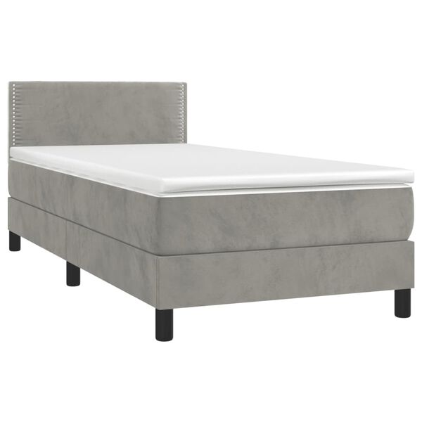 vidaXL Sommier &agrave; lattes de lit et matelas Gris clair 80x200 cm Velours