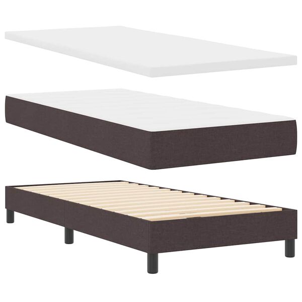 vidaXL Lit &agrave; ressorts avec matelas Marron fonc&eacute; 90 x 190 cm tissu