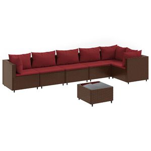 vidaXL Salon de jardin avec coussins 7 pcs marron r&eacute;sine tress&eacute;e