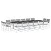 vidaXL Ensemble &agrave; manger de jardin avec coussins 17pcs blanc textil&egrave;ne