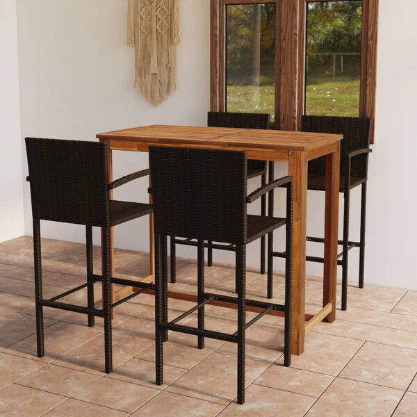 vidaXL Ensemble de bar de jardin 5 pcs Marron