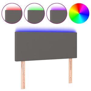 vidaXL T&ecirc;te de lit &agrave; LED Gris 80x5x78/88 cm Similicuir