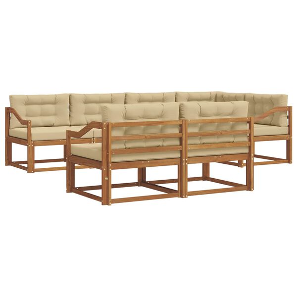 vidaXL Ensemble de canap&eacute;s d'ext&eacute;rieur 7 pcs Naturel et Beige