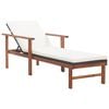 vidaXL Chaise longue et coussin R&eacute;sine tress&eacute;e et bois d'acacia Noir