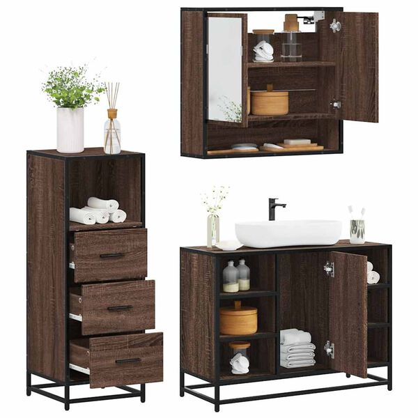 vidaXL Ensemble de meubles de salle de bain 3 pcs Chêne marron