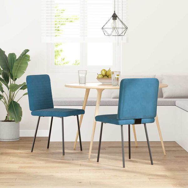 vidaXL Chaises &agrave; manger lot de 2 Bleu Velours