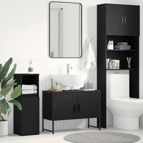 vidaXL Meuble de Lavabo de Salle de Bain Chêne noir 80 x 30 x 60 cm
