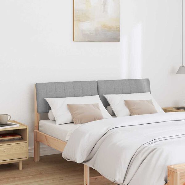 vidaXL T&ecirc;te de lit capitonn&eacute;e Gris clair 135 cm Pin massif