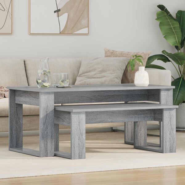 vidaXL Ensemble de tables basses 2 pcs Gris Sonoma Bois d'ing&eacute;nierie