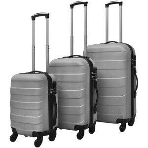 vidaXL Jeu de valises rigides 3 pi&egrave;ces Argent&eacute; 45,5/55/66 cm