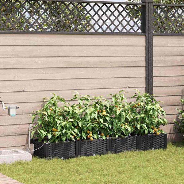 vidaXL Cache-pot de jardin 4 pcs Noir Acier