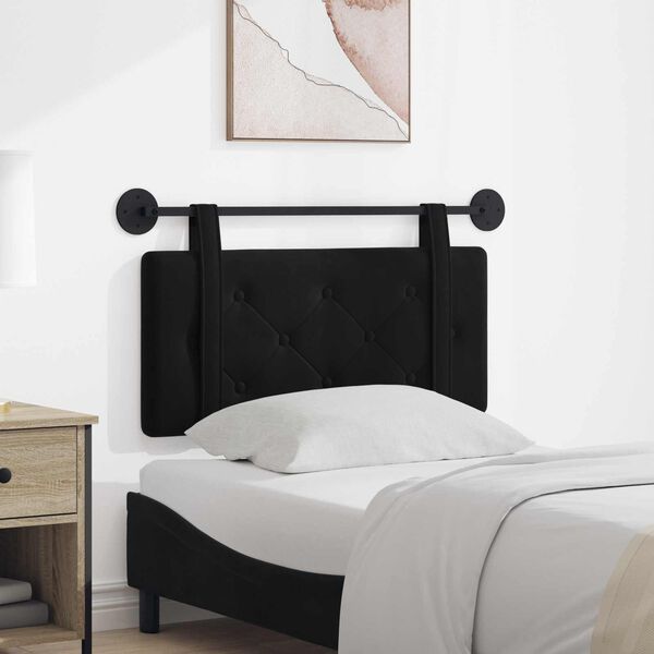 vidaXL T&ecirc;te de lit suspendue Montage mural Noir 90 x 55 x 5 cm Velours