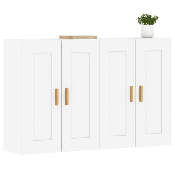 vidaXL Armoires murales 2 pcs blanc bois d'ing&eacute;nierie
