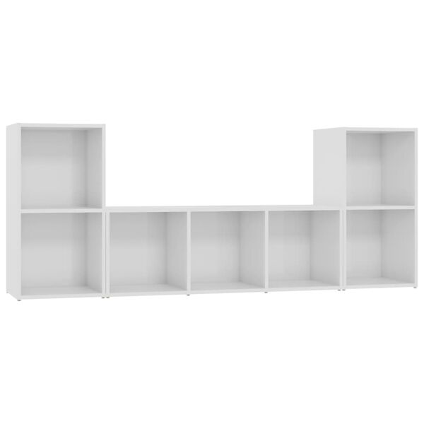 vidaXL Ensemble de meubles TV 3 pcs Blanc brillant Bois d'ing&eacute;nierie