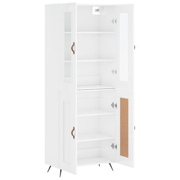 vidaXL Buffet haut Blanc brillant 69,5x34x180 cm Bois d'ing&eacute;nierie