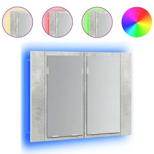 vidaXL Armoire de salle de bain &agrave; miroir LED Gris b&eacute;ton Acrylique