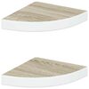 vidaXL &Eacute;tag&egrave;res d'angle murales 2 pcs Ch&ecirc;ne et blanc 25x25x3,8 cm MDF