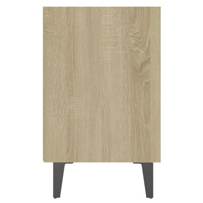 vidaXL Table de chevet et pieds en métal chêne sonoma/blanc 40x30x50cm