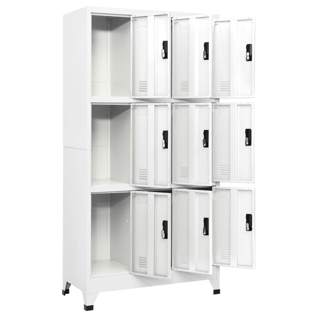 Armoire à Casiers VidaXL 3 Compartiments - Rangement Vestiaire Acier - 38x45x180cm - Portes Verrouillables