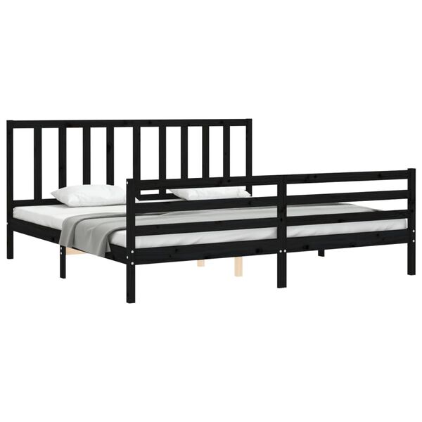 vidaXL Cadre de lit sans matelas noir 200x200 cm bois massif de pin