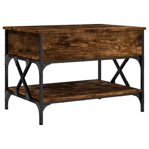 vidaXL Table basse ch&ecirc;ne fum&eacute; 70x50x50 cm bois d'ing&eacute;nierie et m&eacute;tal