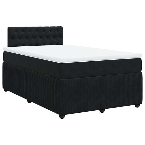 vidaXL Sommier &agrave; lattes de lit avec matelas Noir 120x200 cm Velours